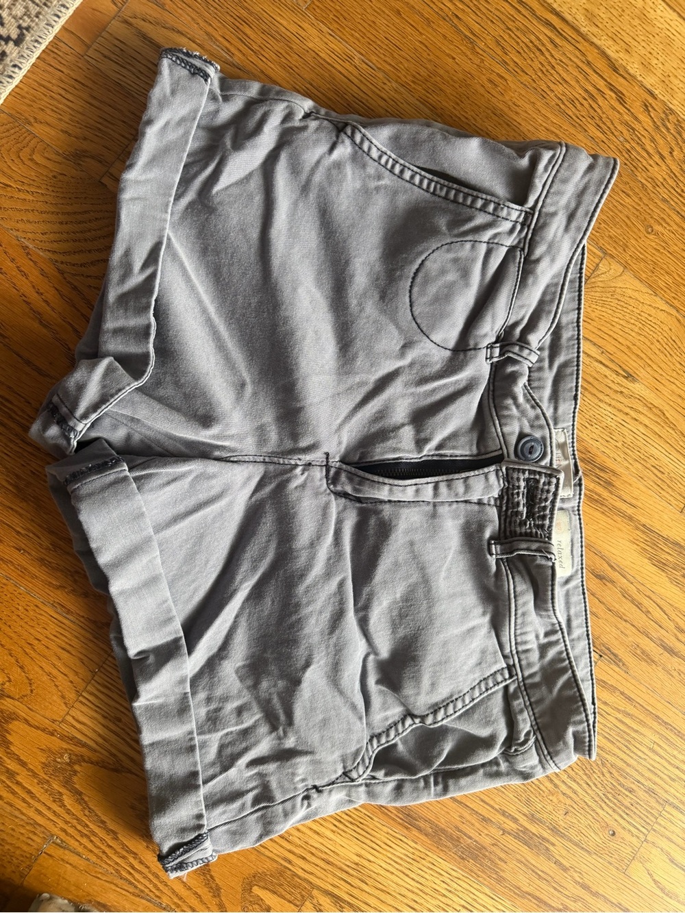 Anthropologie Gray Rolled-Hem Cotton Shorts